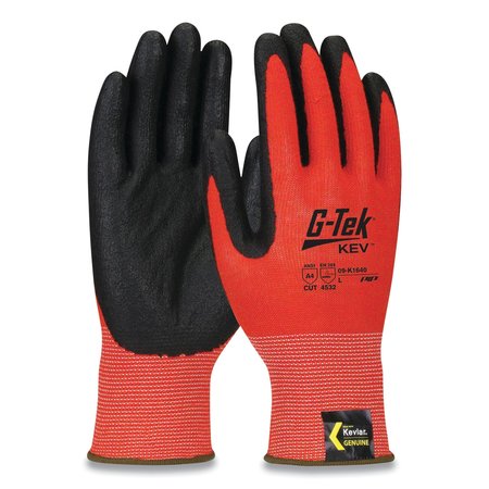 G-TEK KEV Hi-Vis Seamless Knit Kevlar Gloves, X-Large, Red/Black PR 09-K1640/XL